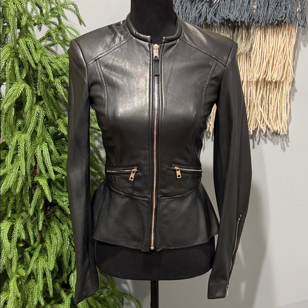 Zara Black Faux Leather Women's Moto Jacket - Picture 2 of 10